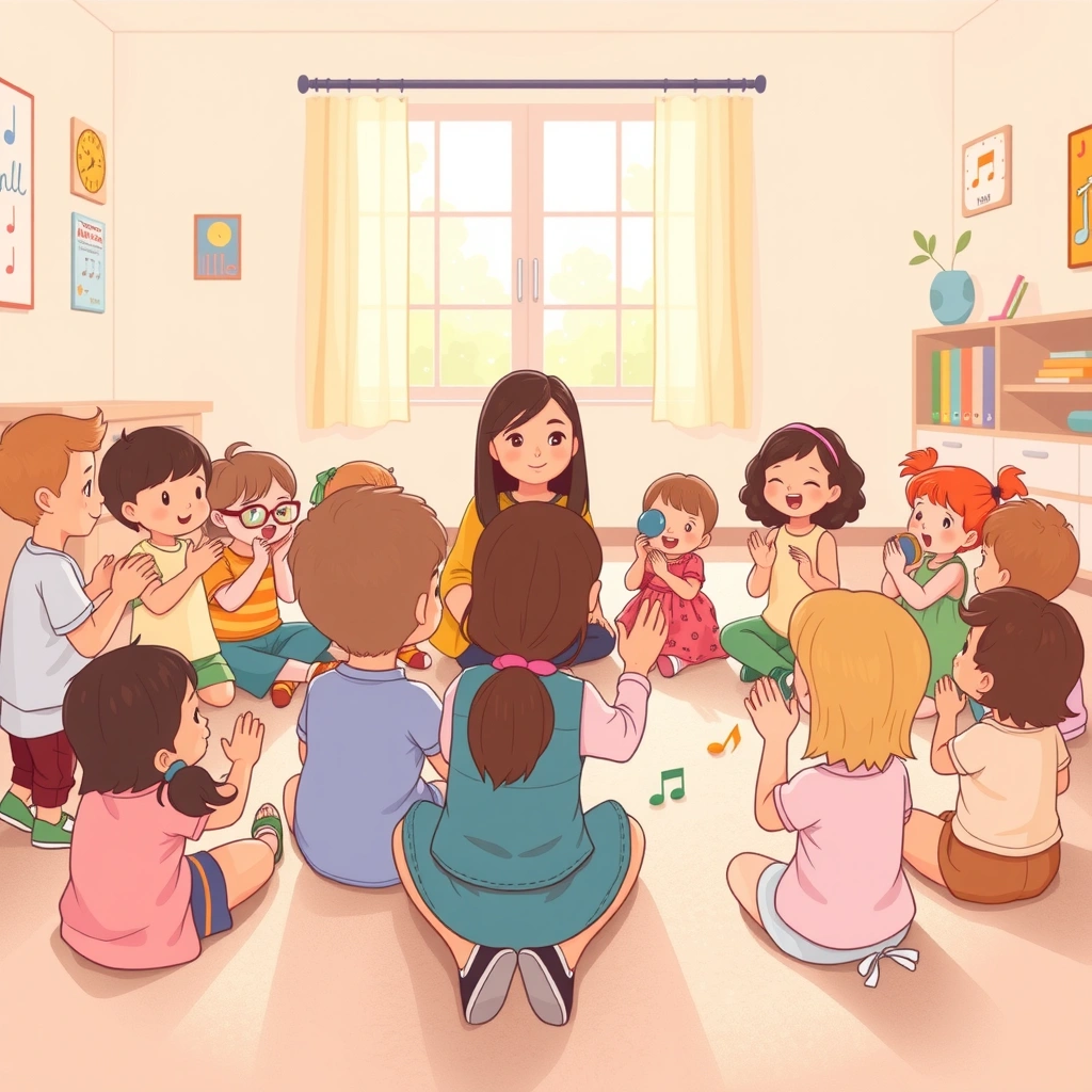 Ilustracja: Rozgrzewka rytmiczna w kole - Materiały - Dzień Pizzy