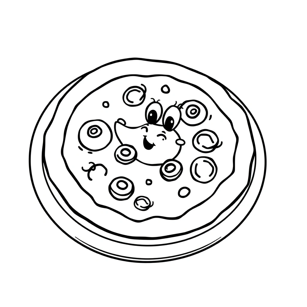 Kolorowanka: Pizza na talerzu - Kolorowanki - Dzień Pizzy