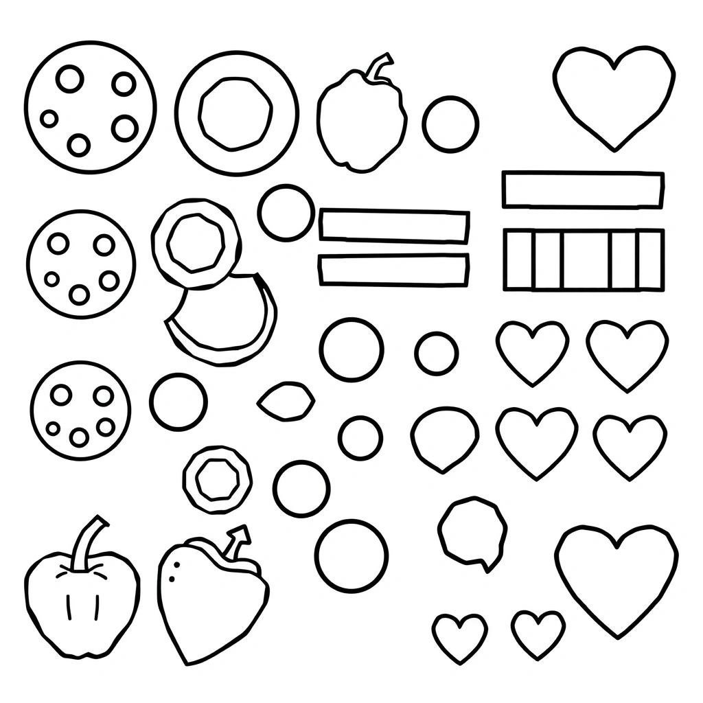 Szablon: Składniki pizzy do wycięcia - Szablony - Dzień Pizzy