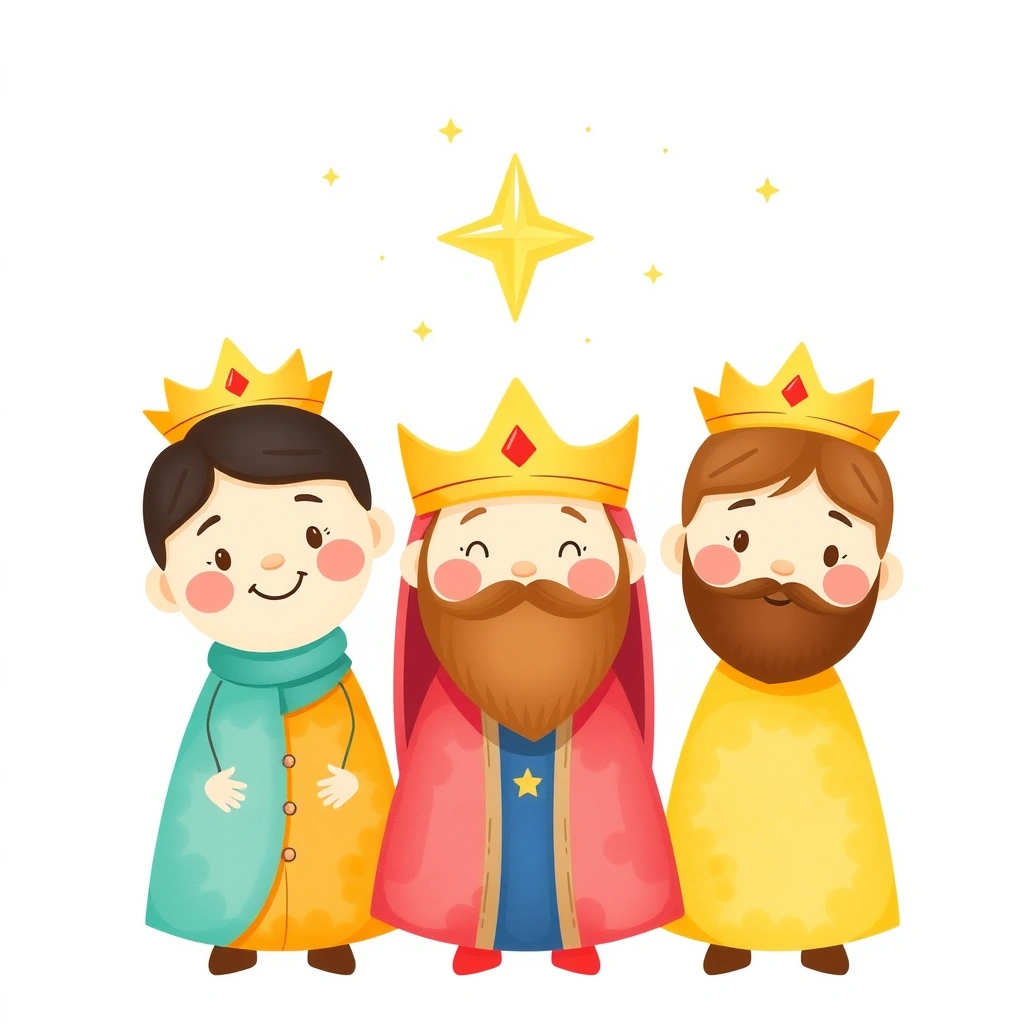 Ilustracja: Trzej Królowie (kolorowa) - Materiały - Trzech Króli