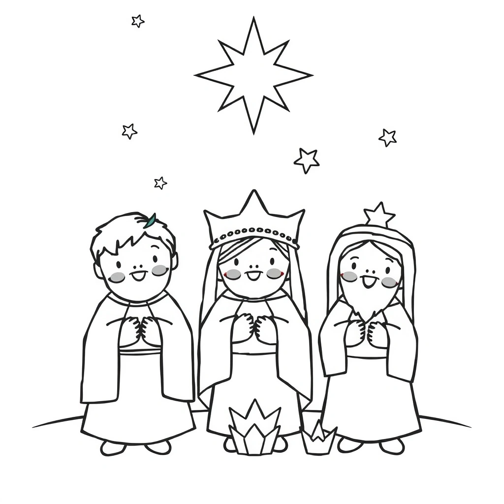 Strona do kolorowania: Trzej Królowie - Kolorowanki - Trzech Króli