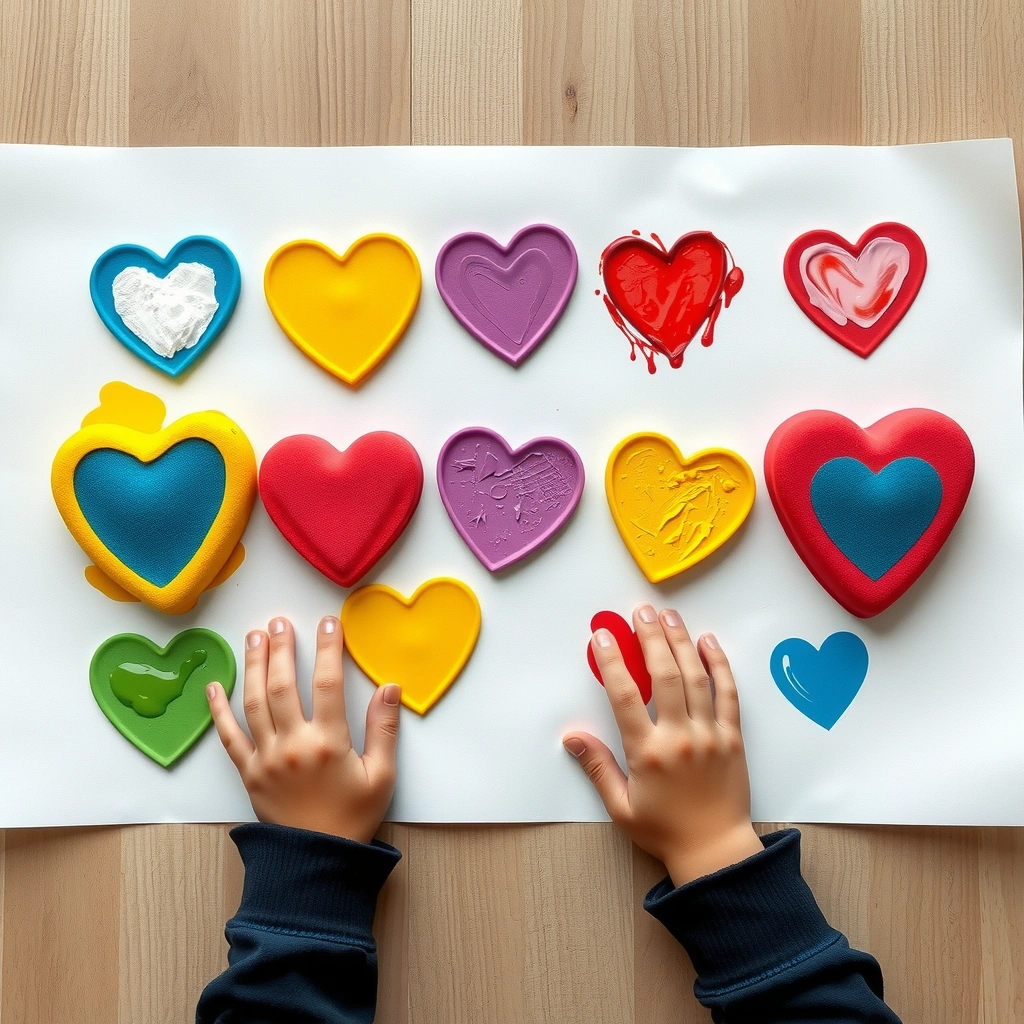 Ilustracja — Malowanie gąbką - Materiały - Walentynki