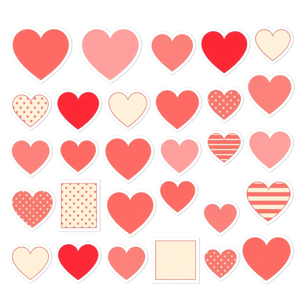 Szablon — Naklejki/pamiątkowe serduszka - Szablony - Walentynki