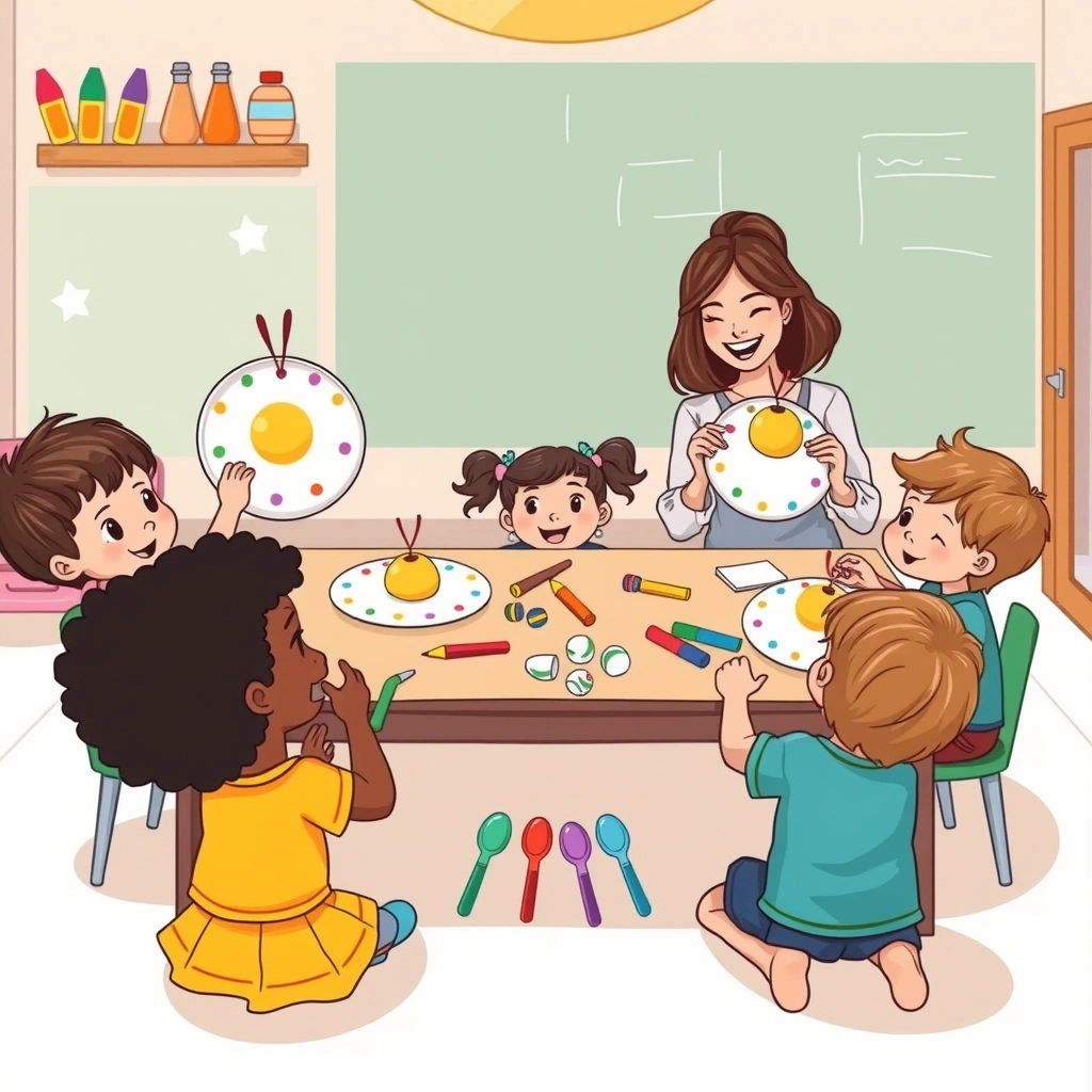 Scena robocza: Dzieci robią instrumenty przy stoliku - Materiały - Dzień UFO