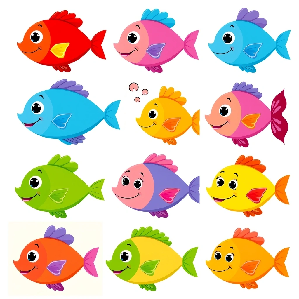 Rybki do łowienia — kolorowe karty - Materiały - Dzień Marynarza