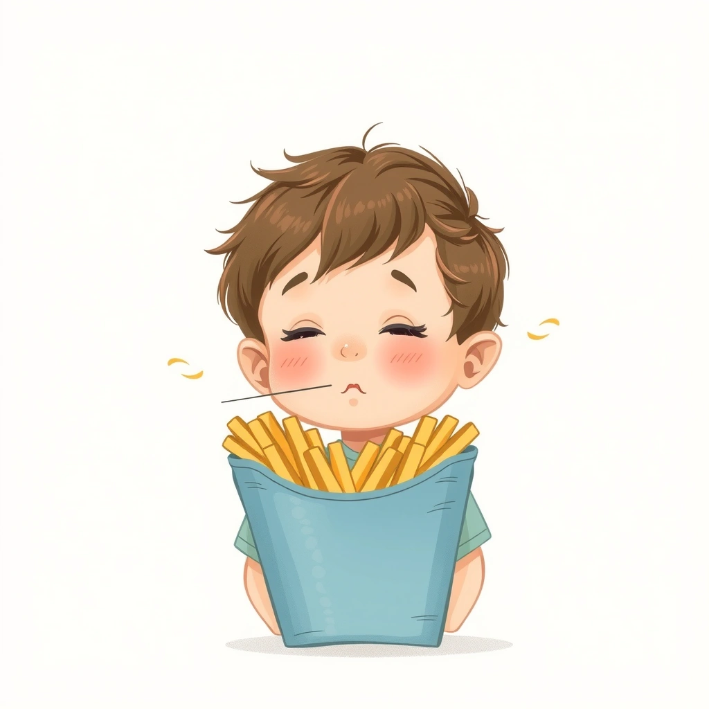 Ilustracja relaksacyjna — 'dmuchaj frytkę' - Materiały - Dzień Frytek