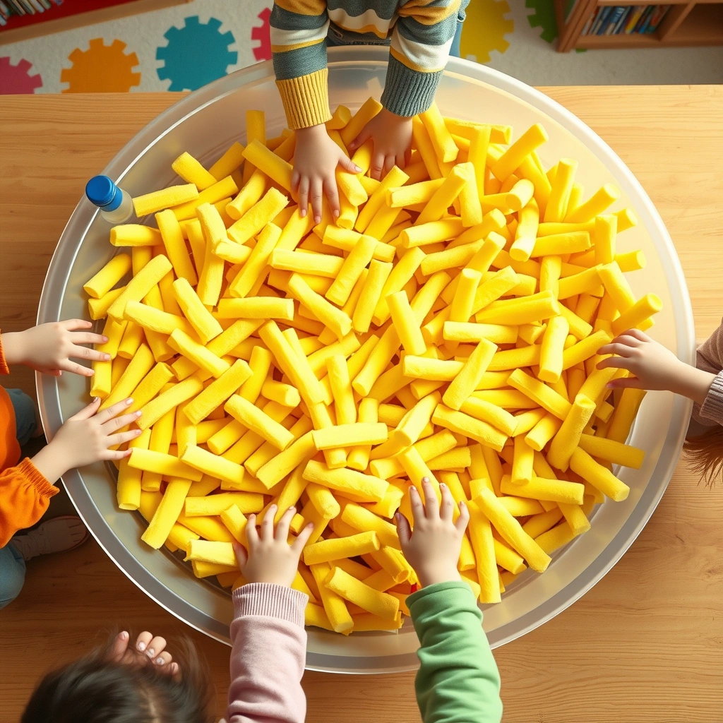 Pojemnik sensoryczny — 'frytki' - Materiały - Dzień Frytek