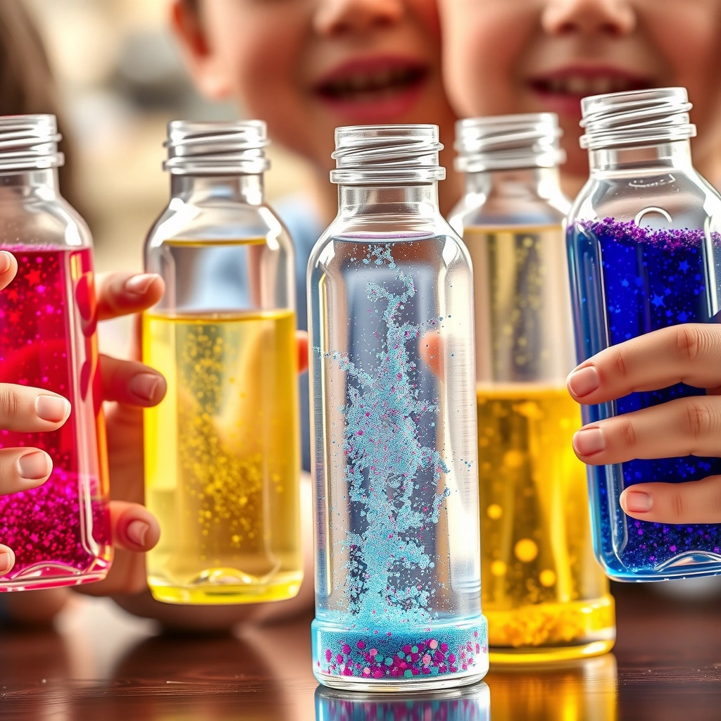 Ilustracja: Butelki sensoryczne — zbliżenie - Materiały - Dzień Tańca