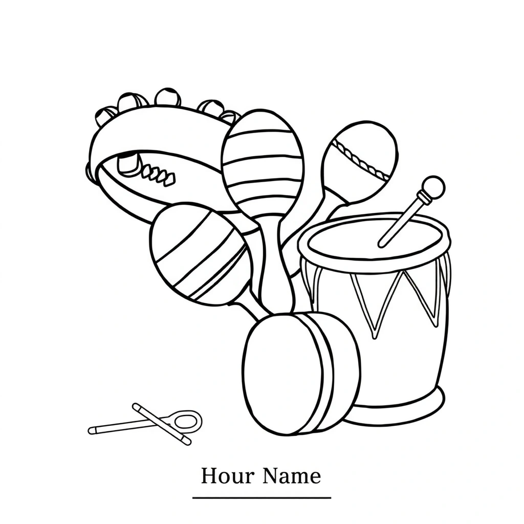Kolorowanka: Instrumenty perkusyjne - Kolorowanki - Dzień Tańca