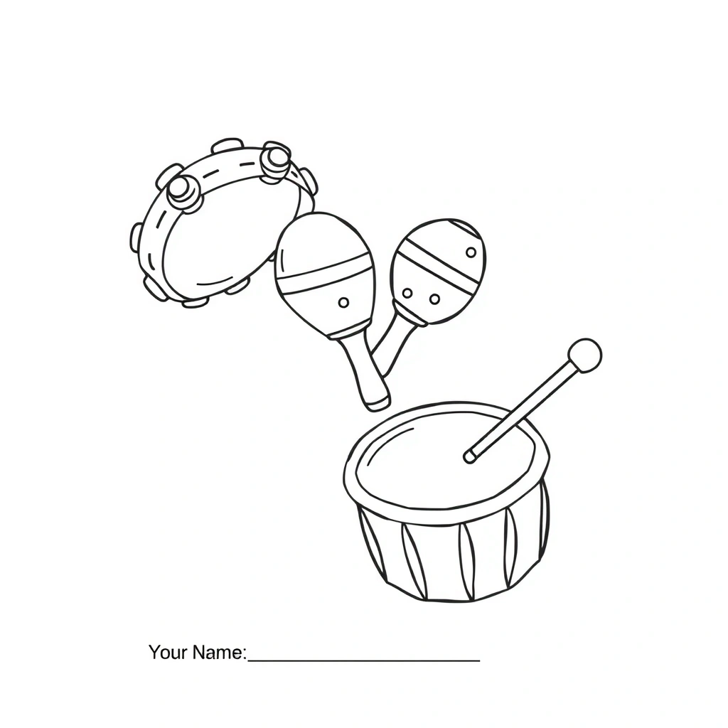 Kolorowanka: Instrumenty perkusyjne - Kolorowanki - Dzień Tańca