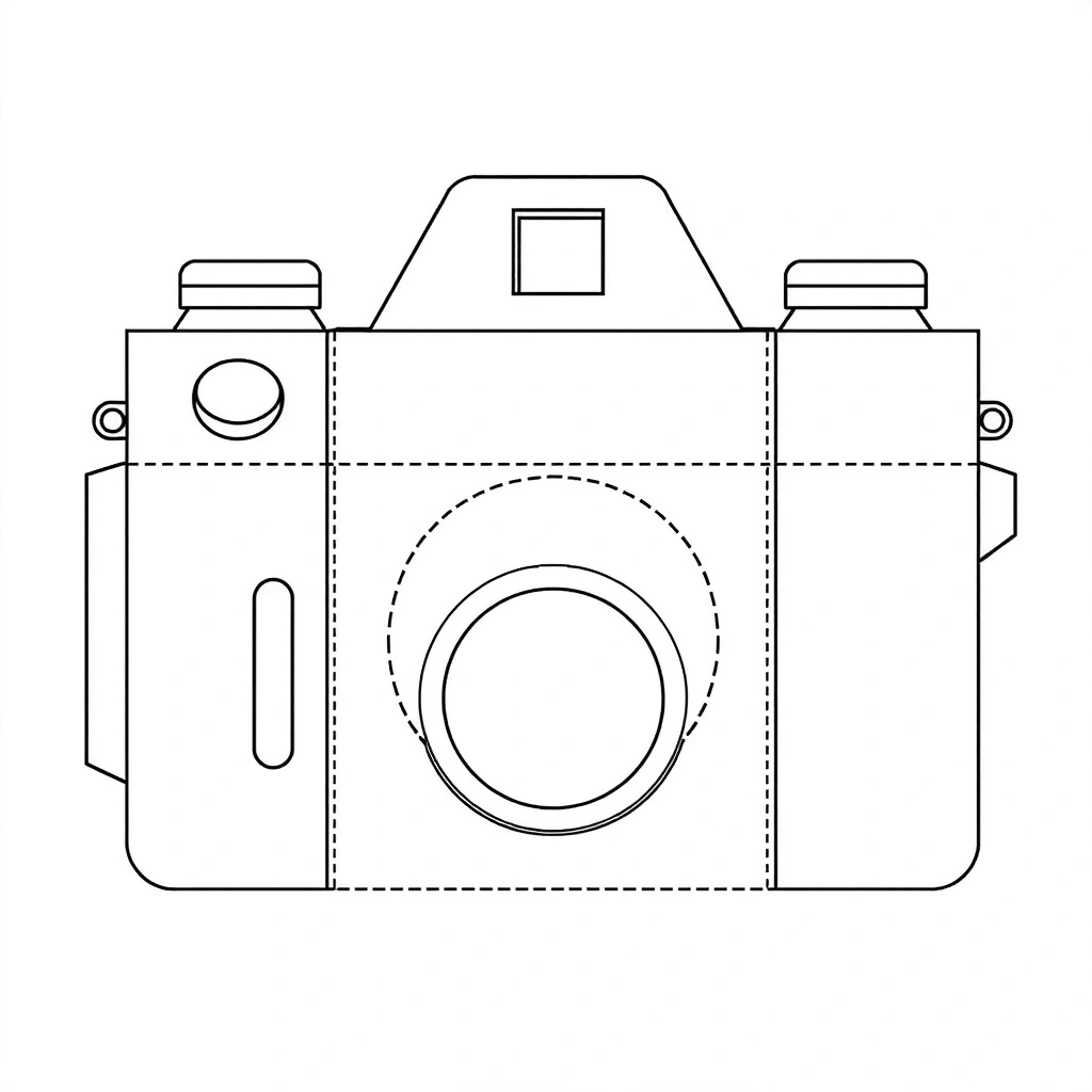 Szablon: papierowy aparat — wycinanka - Szablony - Dzień Fotografii