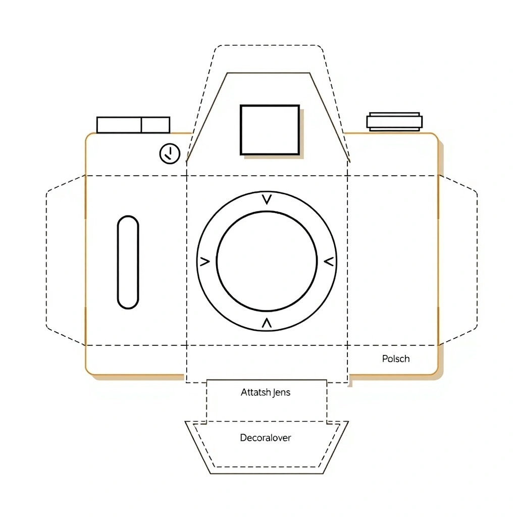 Szablon: papierowy aparat — wycinanka - Szablony - Dzień Fotografii