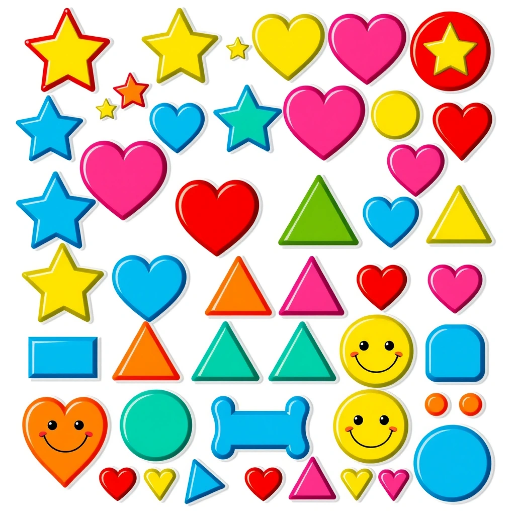 Arkusz naklejek — kształty i kolory - Szablony - Dzień Chłopaka