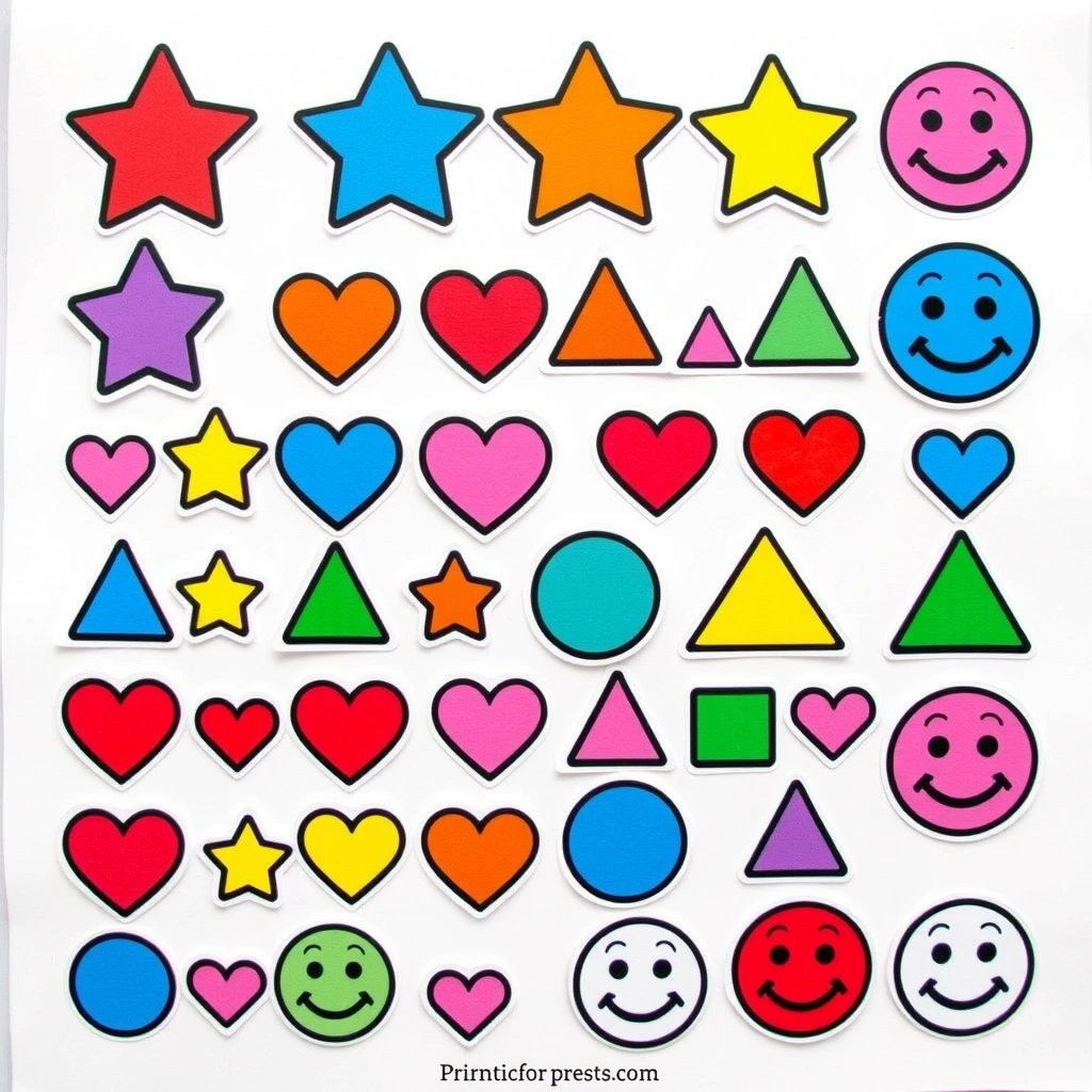 Arkusz naklejek — kształty i kolory - Szablony - Dzień Chłopaka