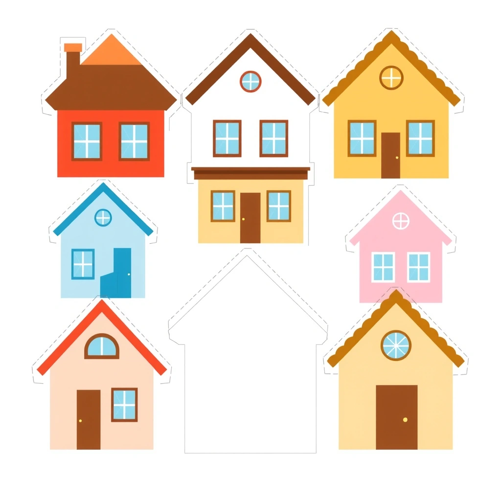 Plansza z domkami - punkty odbioru - Szablony - Dzień Listonosza