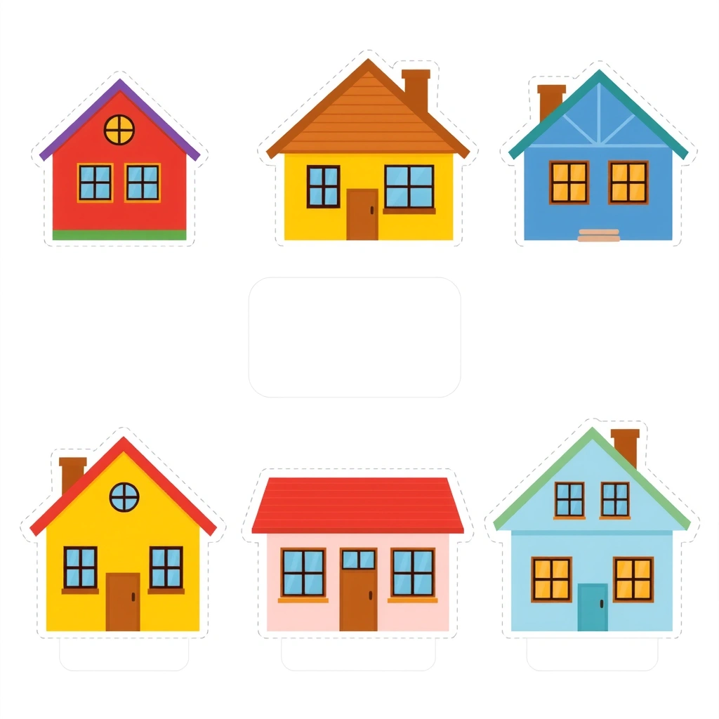 Plansza z domkami - punkty odbioru - Szablony - Dzień Listonosza