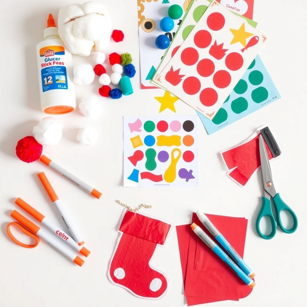 Zdjęcie materiałów plastycznych: rozłożone przybory - Materiały - Mikołajki