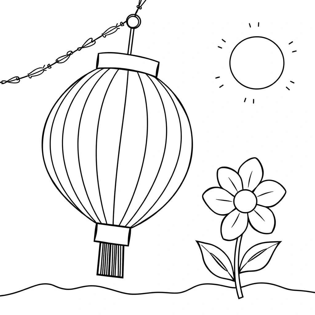 Kolorowanka: lampion i kwiat pamięci - Kolorowanki - Wszystkich Świętych