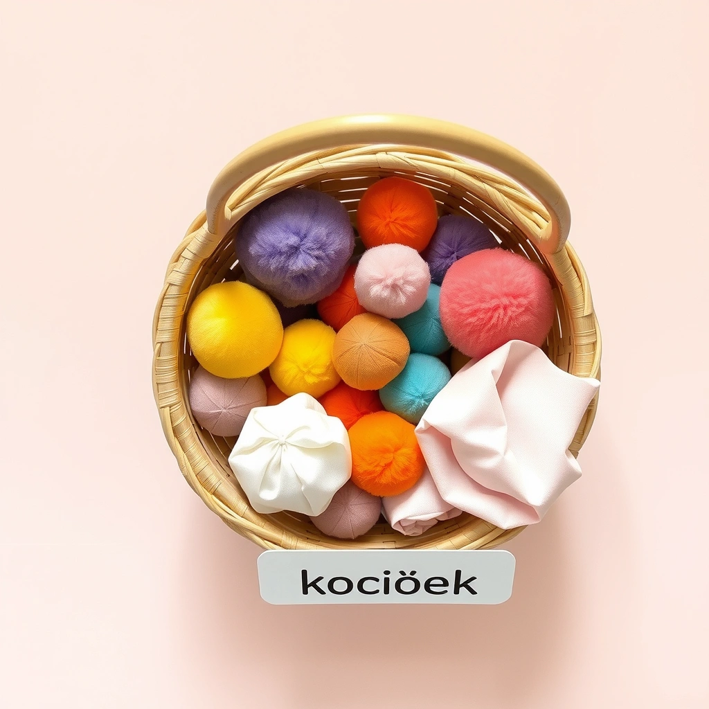 Kociołek skarbów — ilustracja koszyka z pomponami - Materiały - Andrzejki