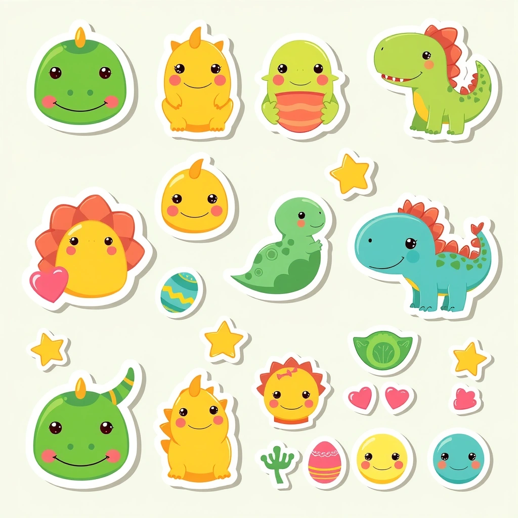 Arkusz naklejek — nagrody dinozaury - Szablony - Dzień Dinozaura