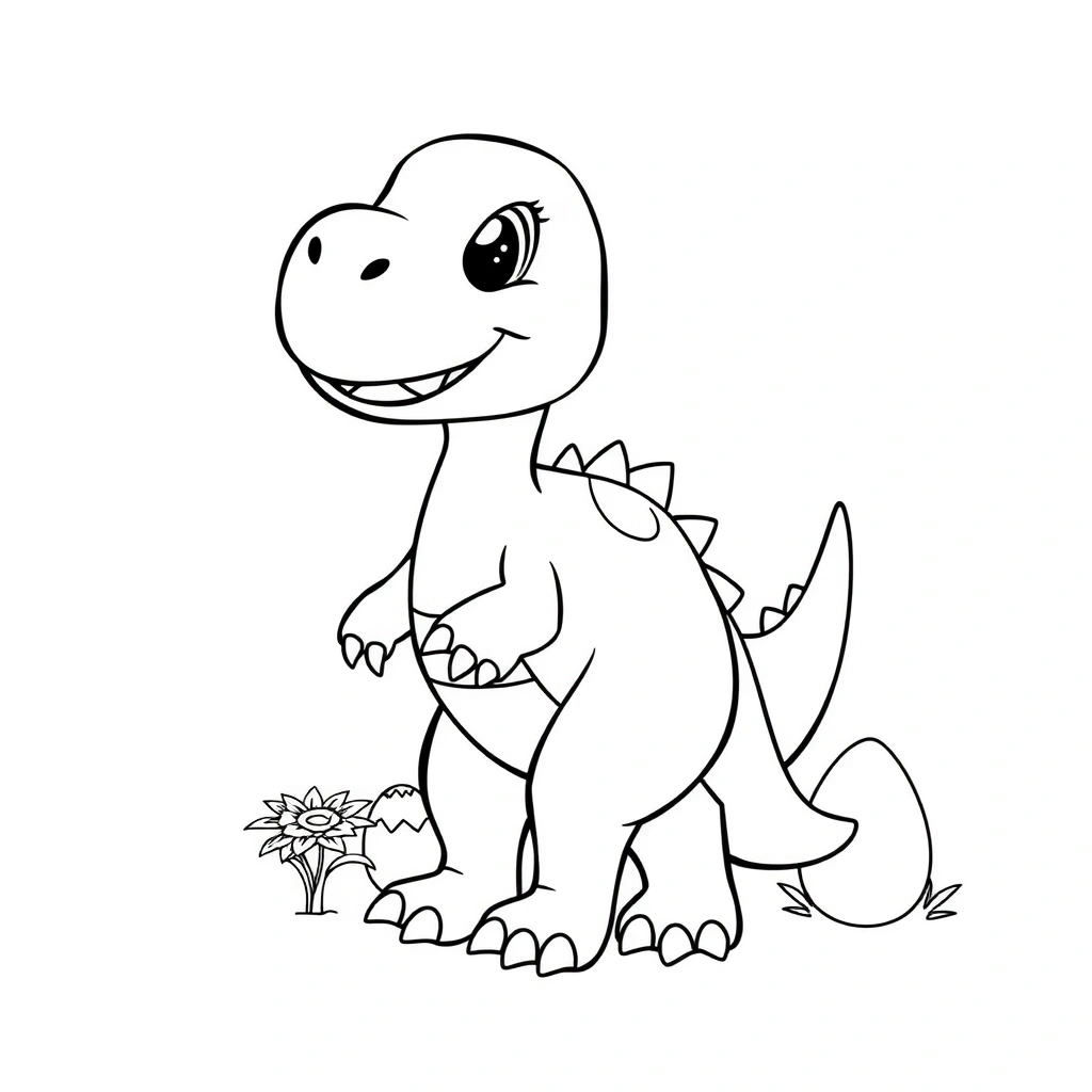 Kolorowanka: Mały dinozaur do kolorowania - Kolorowanki - Dzień Dinozaura