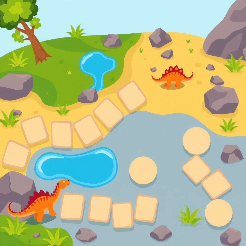 Mata do zabaw — plansza ruchowa - Szablony - Dzień Dinozaura