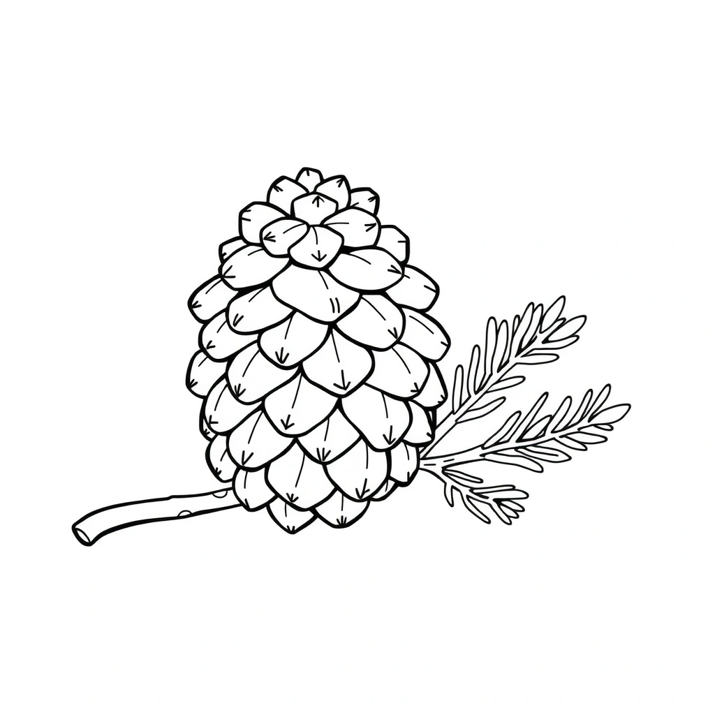 Kolorowanka: szyszka i gałązka - Kolorowanki - Sylwester