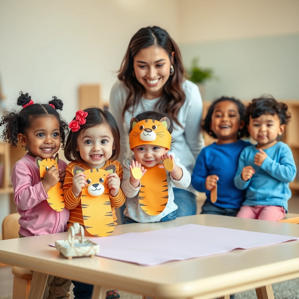 Scena zabawy — dzieci naśladują tygrysa - Materiały - Dzień Tygrysa