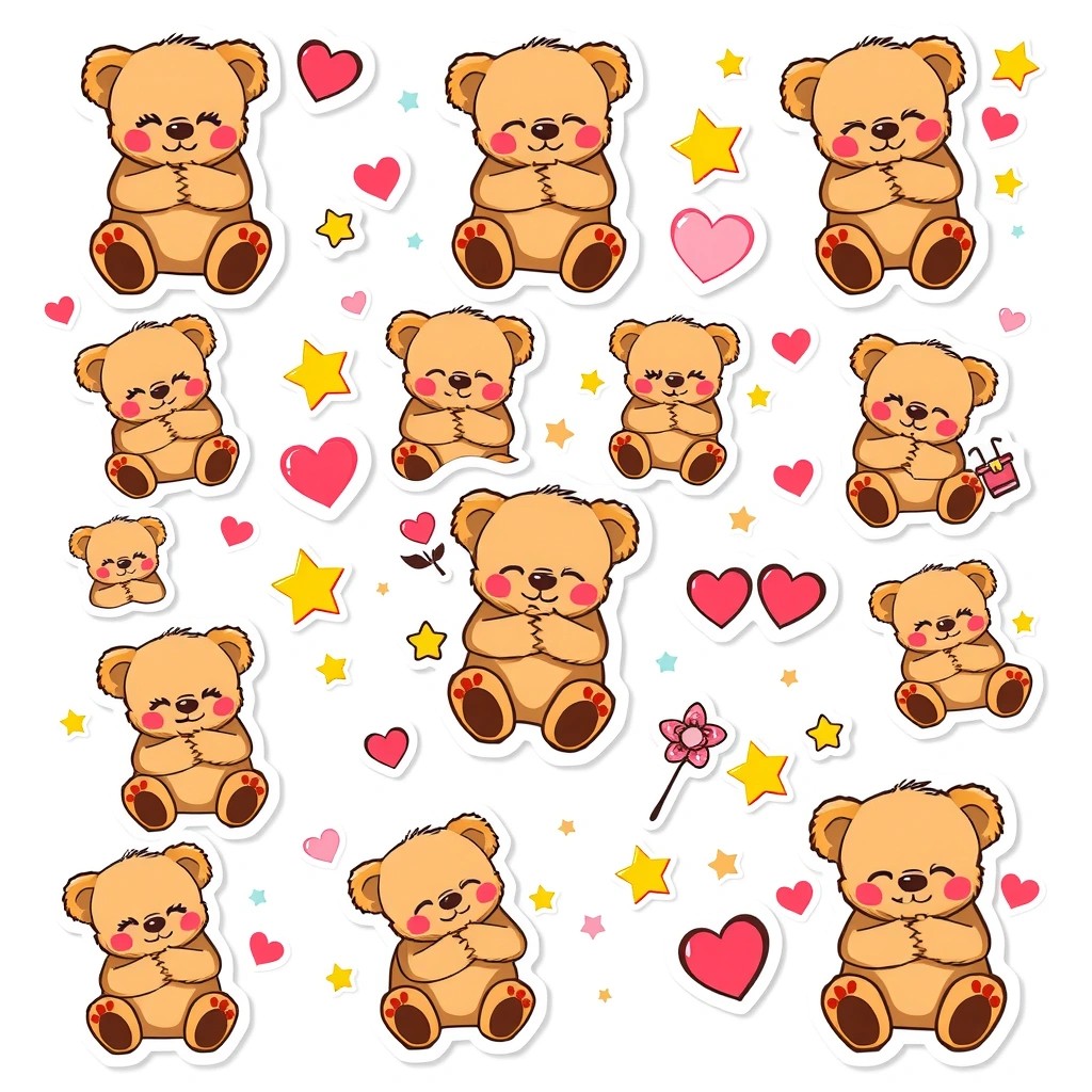 Naklejki: małe misie nagród - Materiały - Dzień Pluszowego Misia (Polski)