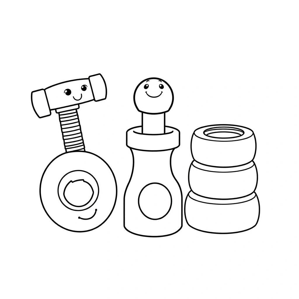 Kolorowanka: narzędzia i klocki - Kolorowanki - Dzień Majsterkowicza