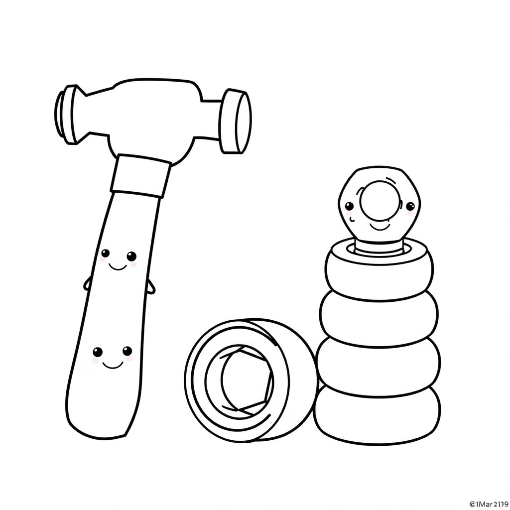 Kolorowanka: narzędzia i klocki - Kolorowanki - Dzień Majsterkowicza