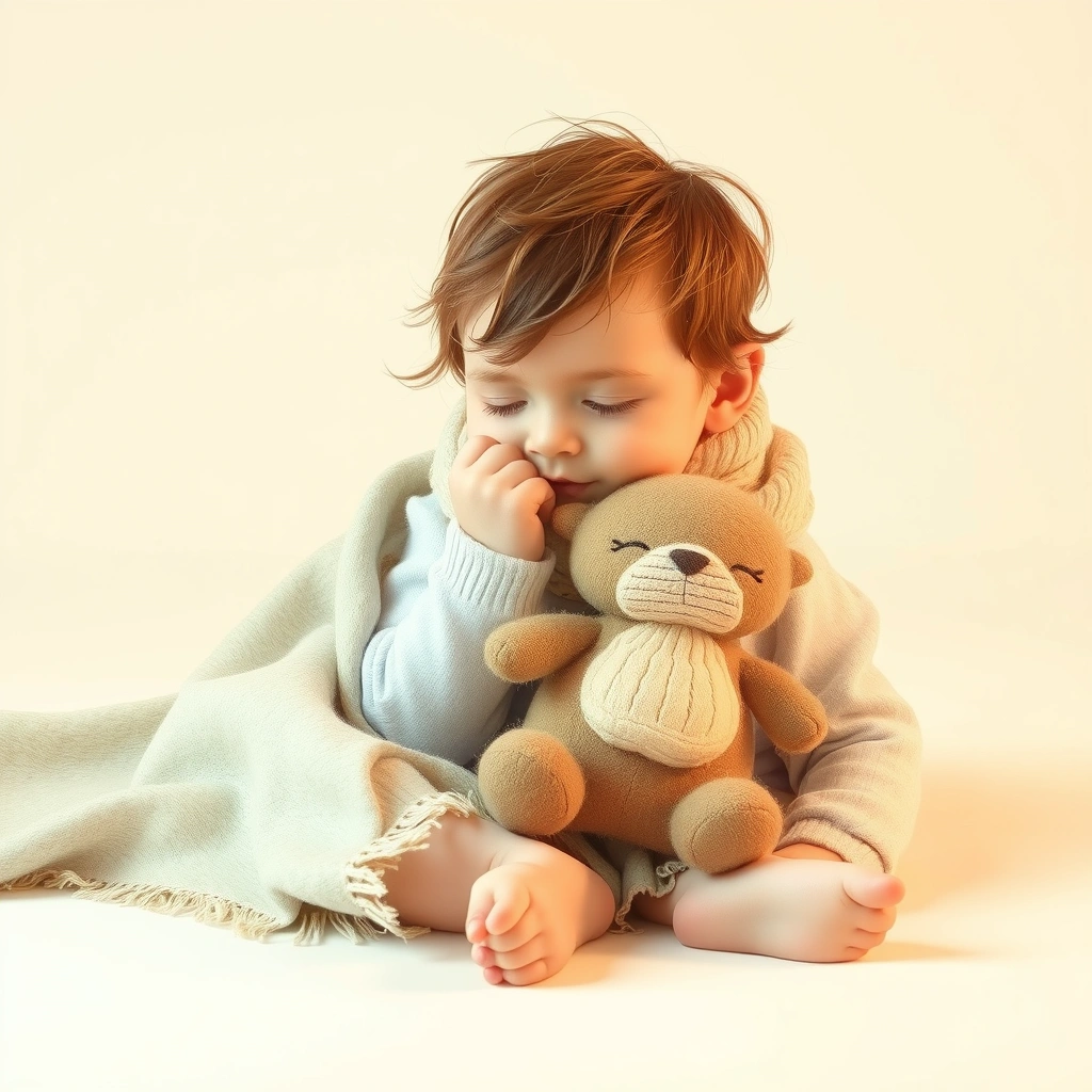 Ilustracja: 'Ciepły kocyk babci' — przytulanie pluszaka - Materiały - Dzień Babci