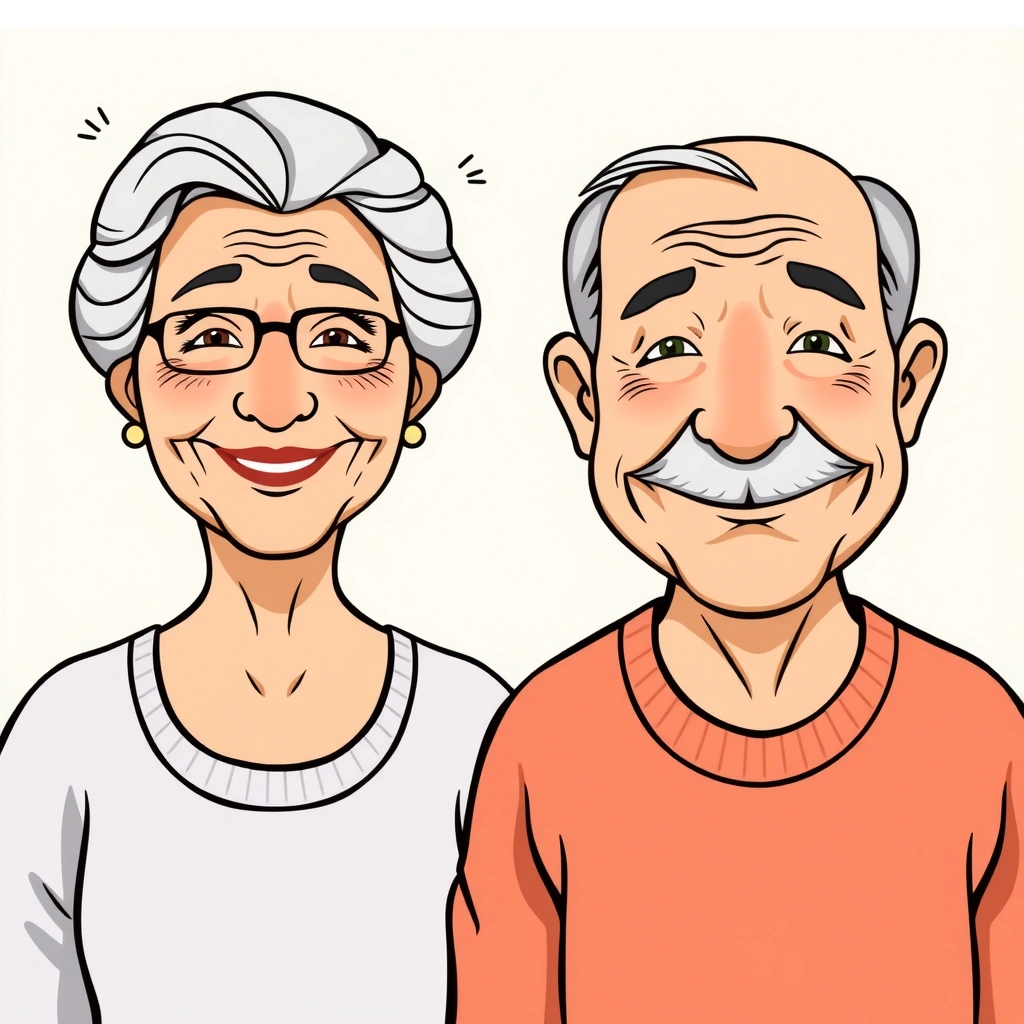 Prosty obrazek: babcia i dziadek - Materiały - Dzień Babci