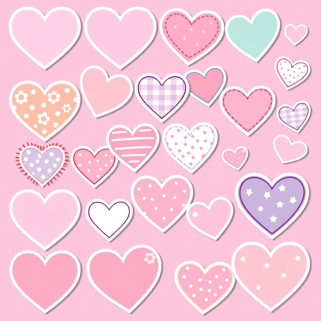 Zestaw wzorów naklejek‑serduszek - Szablony - Dzień Babci