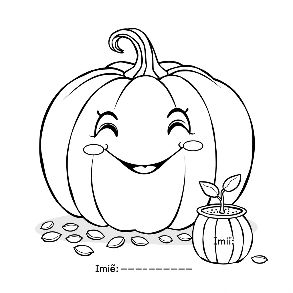 Kolorowanka: dynia i nasionka - Kolorowanki - Święto Dyni