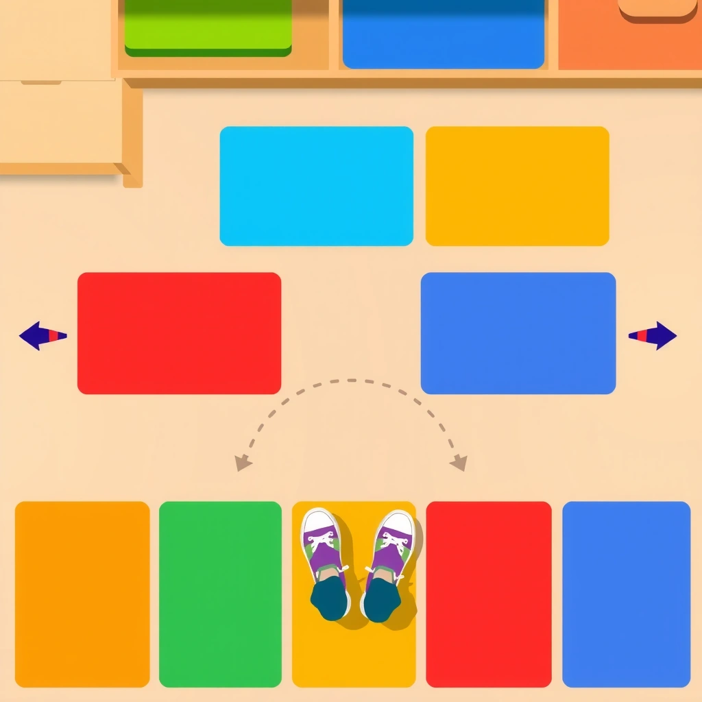 Maty na podłogę — paski kolorowe - Szablony - Dzień Kredki