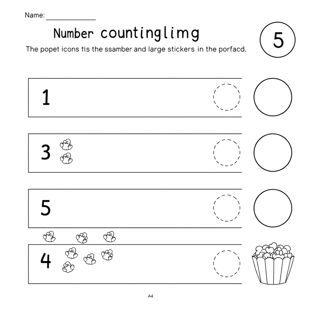 Karta do liczenia 1–5 z polami do zaznaczania - Szablony - Dzień Popcornu
