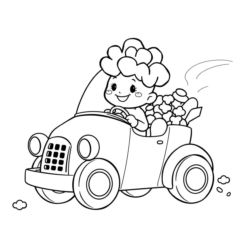 Kolorowanka: popcornowy pojazd/zwierzątko - Kolorowanki - Dzień Popcornu