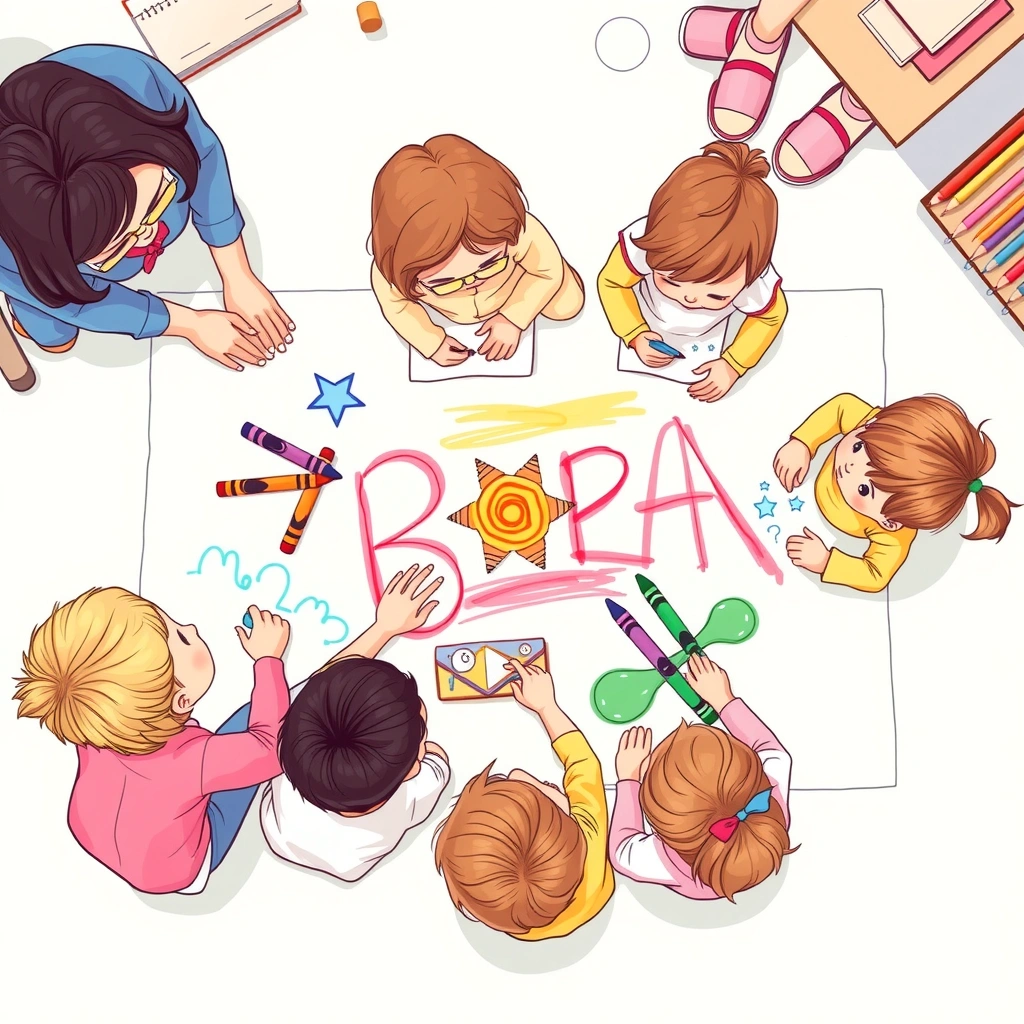 Ilustracja: Dzieci rysują wielką kredką - Materiały - Dzień Kredki