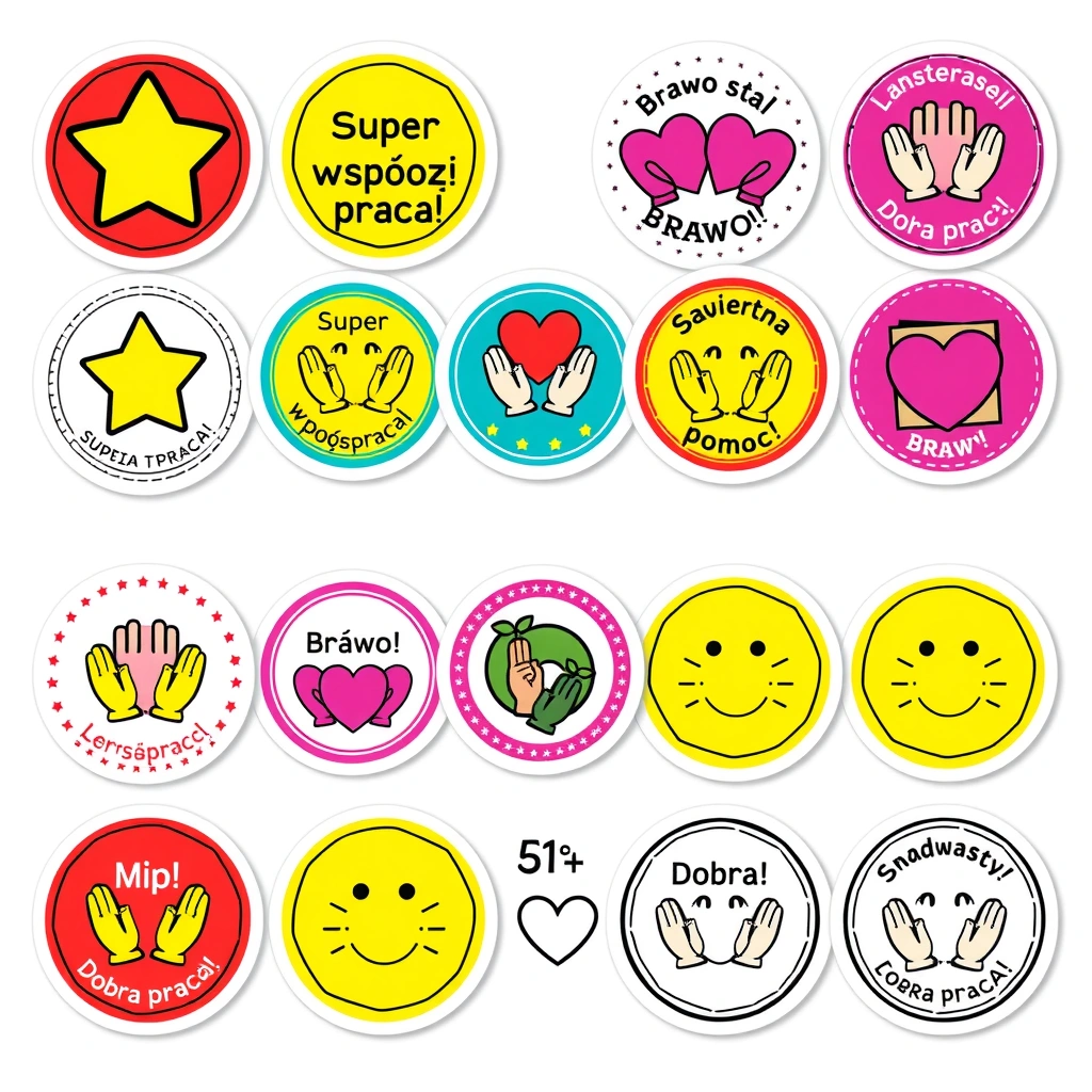 Karty pochwał / naklejki „Super współpraca!” (arkusz do druku) - Kolorowanki - Dzień Sportu