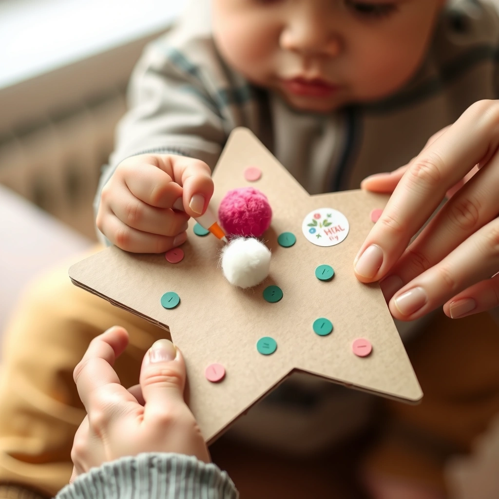 Dziecko dekoruje gwiazdkę — interakcja z opiekunem - Materiały - Andrzejki