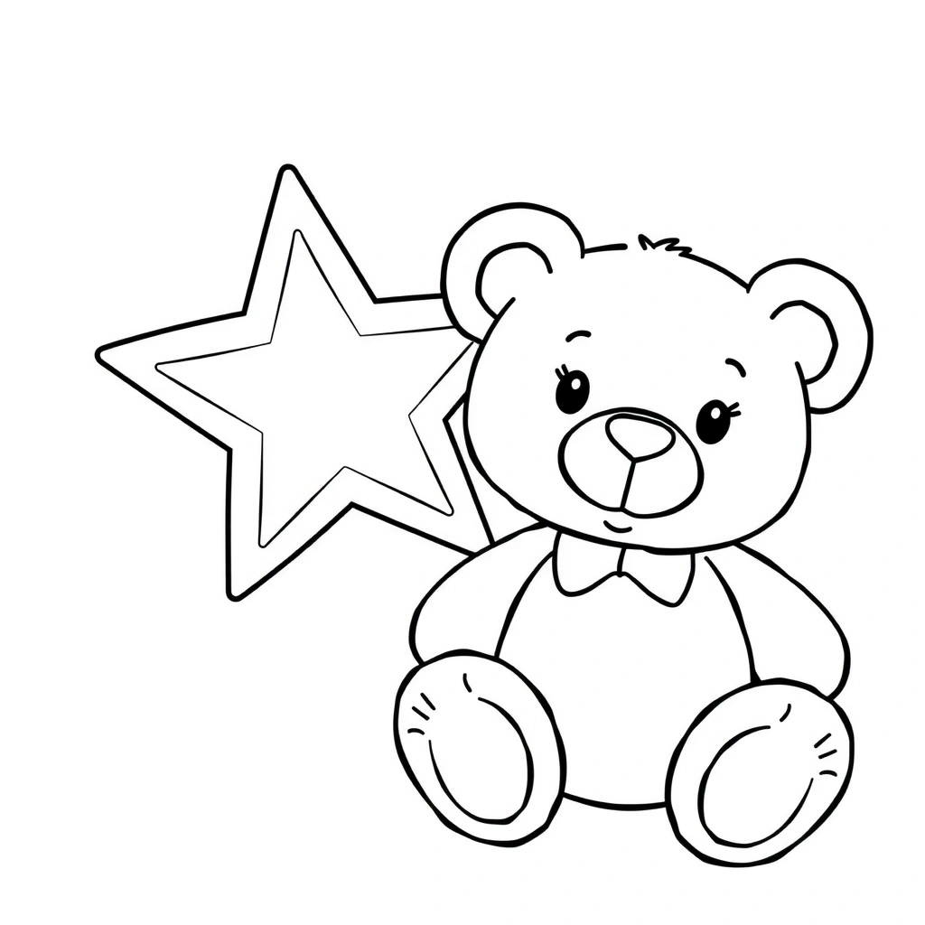 Kolorowanka — gwiazdka i miś (dla maluchów) - Kolorowanki - Andrzejki