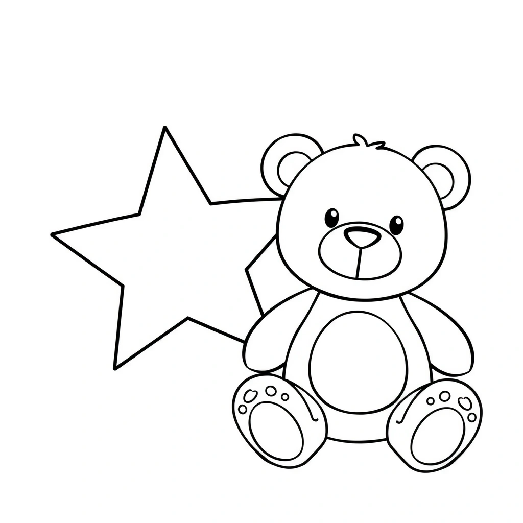 Kolorowanka — gwiazdka i miś (dla maluchów) - Kolorowanki - Andrzejki