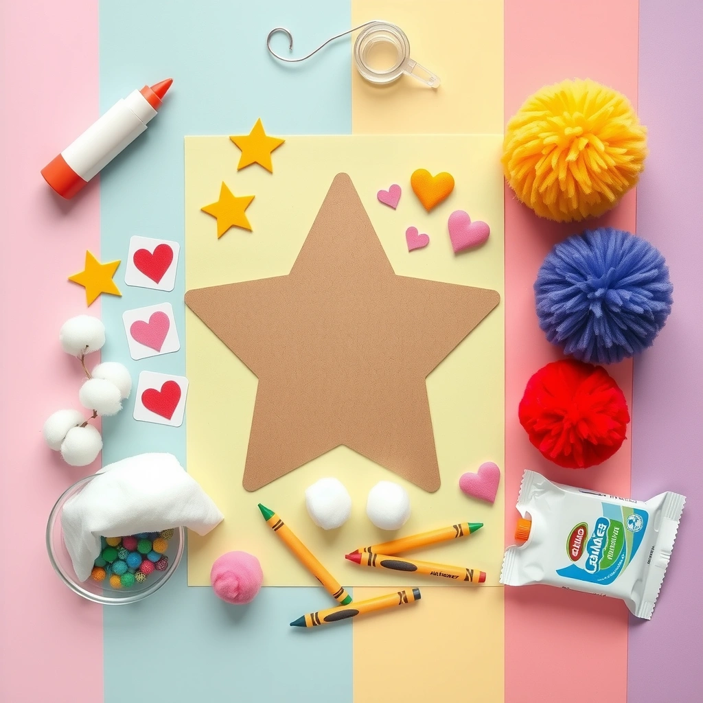 Zestaw do plastyki — materiały przy stole (flatlay) - Materiały - Andrzejki